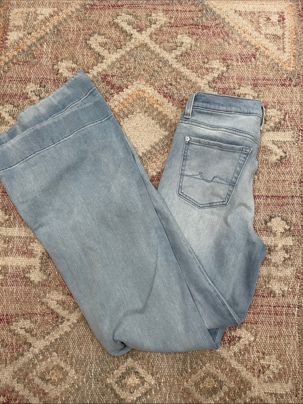 7 For All Mankind Modern Dojo Light Blue Wide Leg Jeans Size 28 - Picture 3 of 6